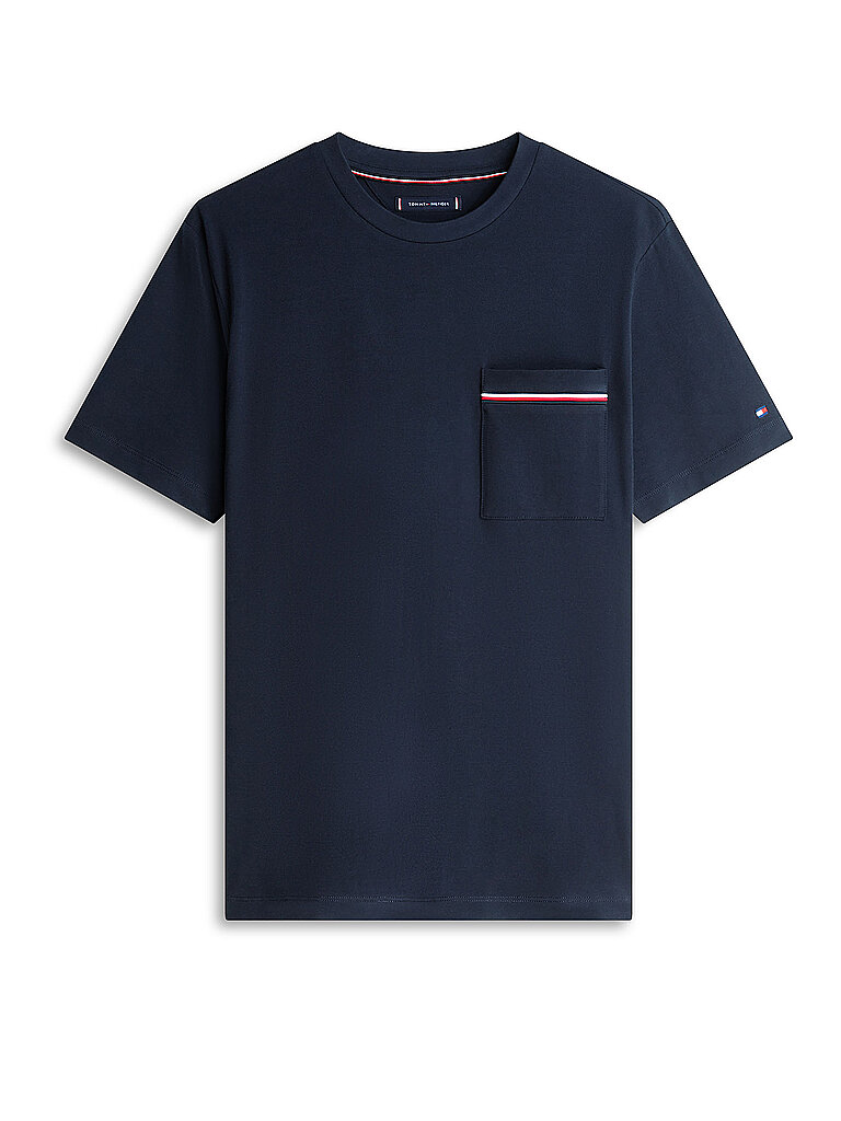 Tommy Hilfiger T-shirt à Manches Courtes Global Stripe Pique Pocket Desert Sky S Homme